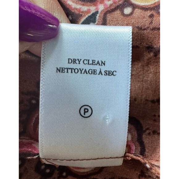 A.L.C.  Women's Sz 4 Cognac and Coral Paisley Marci Blouse - Picture 6 of 8